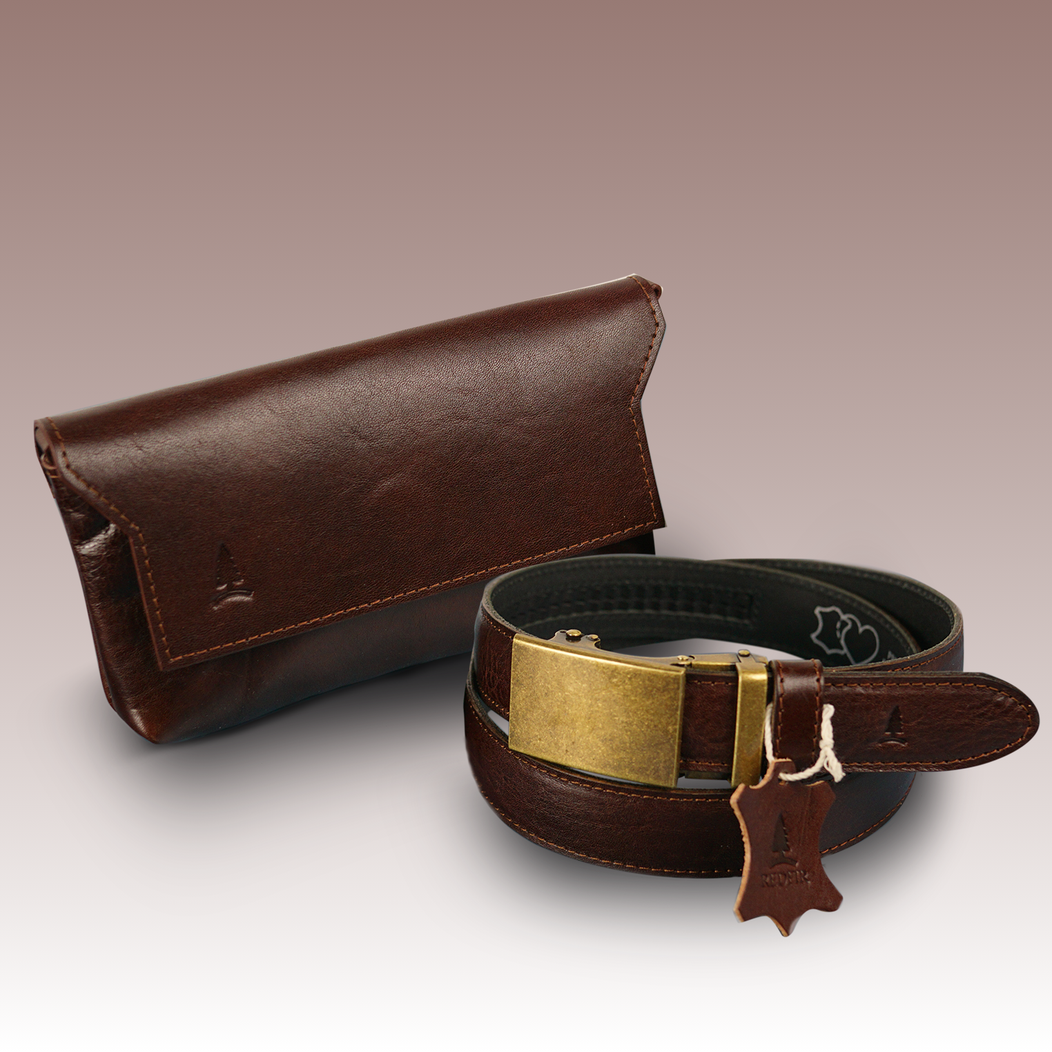 Moderan smeđi set za žene Euphory - remen i torbica