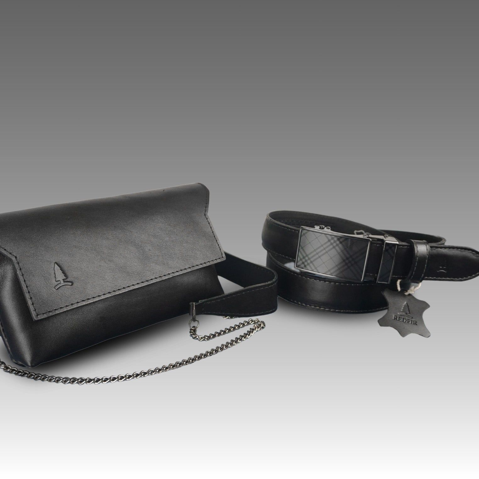 Moderan crni set za žene Noir - remen i torbica