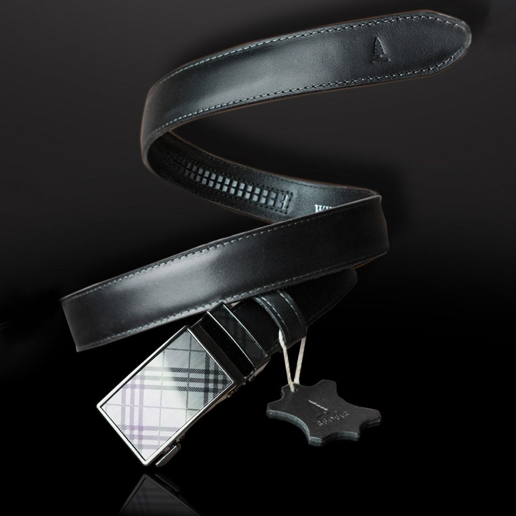 Leren damesriem Noir zwart met Elegant Lines gesp
