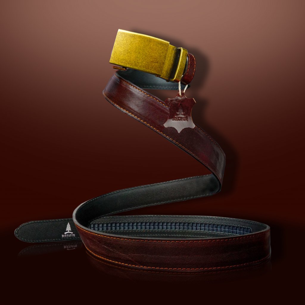 Leren damesriem Euphory bruin met Dark Brass gesp