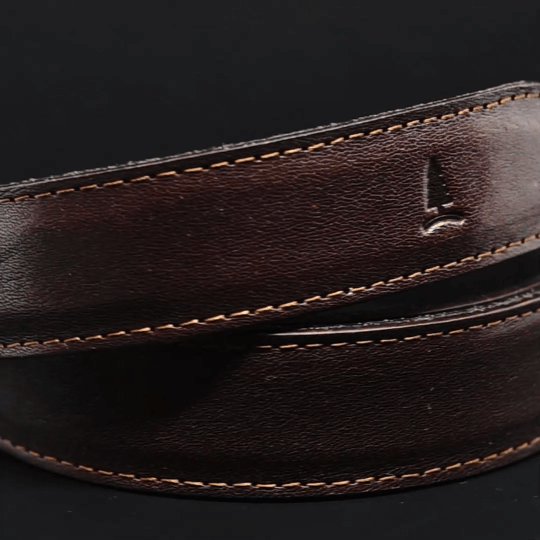 Leren damesriem Euphory bruin met Dark Brass gesp