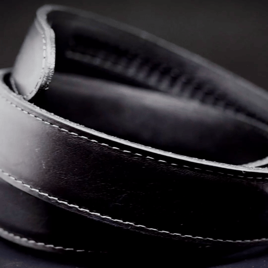 Leren damesriem Noir zwart met Elegant Lines gesp