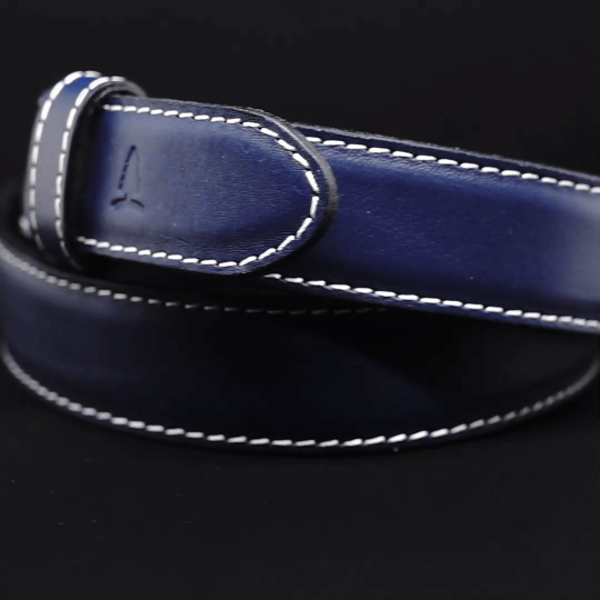 Leren damesriem Unique blauw met Silver Shine gesp