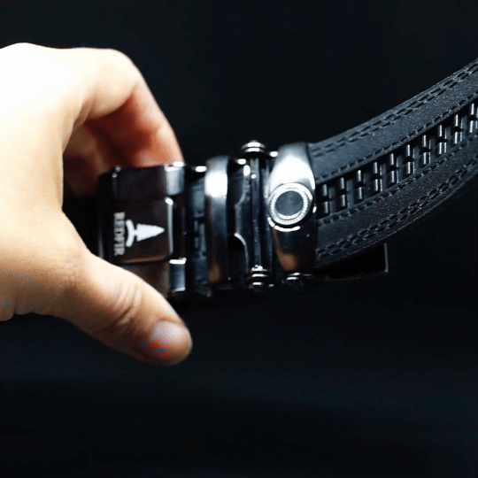 Men's blue Universe leather belt with Gunmetal elegance buckle