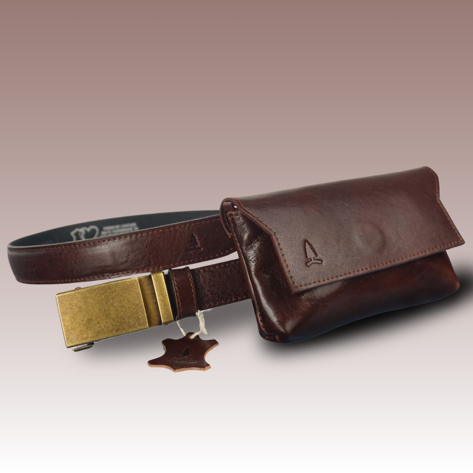 Moderan smeđi set za žene Euphory - remen i torbica