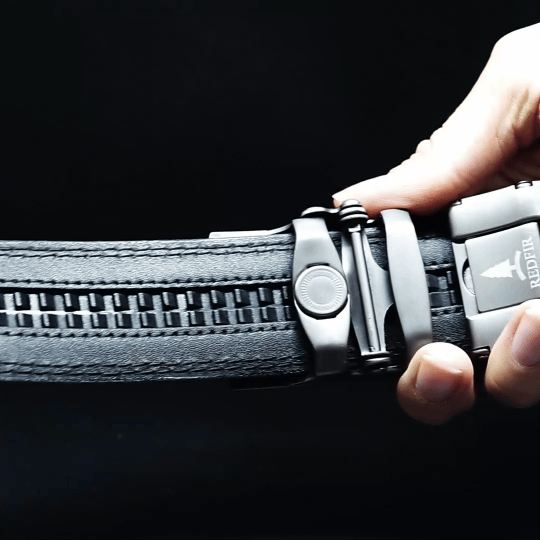Men's light blue Versailles leather belt with Silver stripes buckle